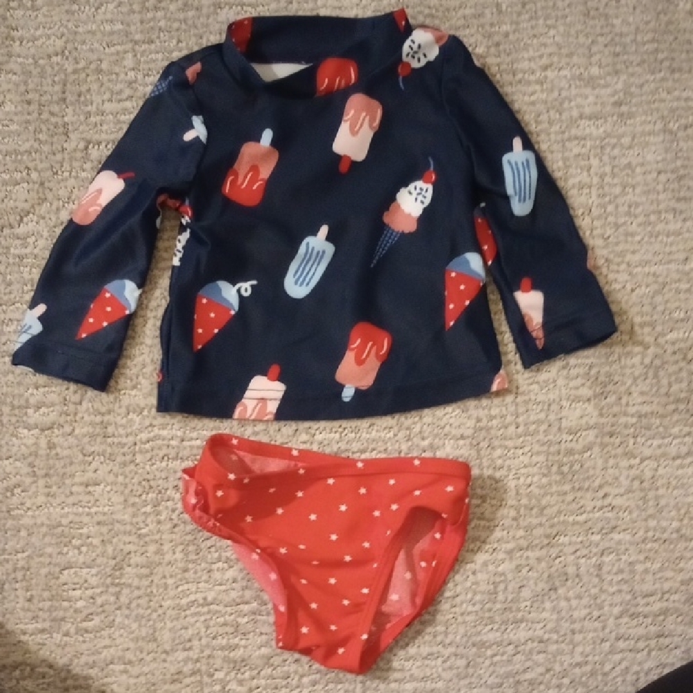 Kids Swim Set - Navy and Red Ice Cream Design